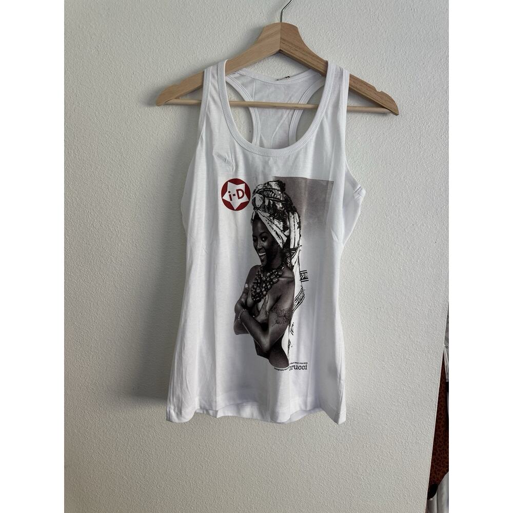 Fiorucci Women's Medium White Naomi Campbell Graphic Tank Top Italy